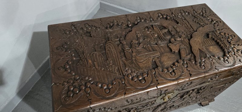 Carved Chinese Camphor Wood Chest - Image 9