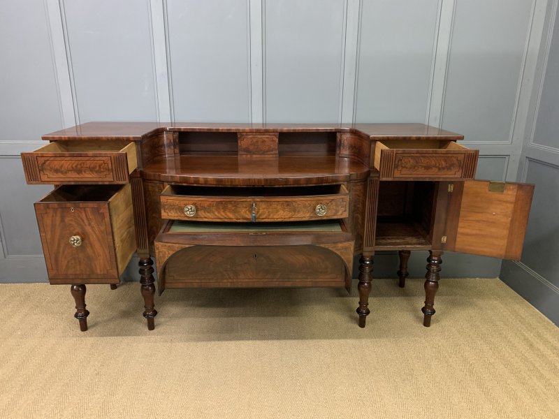Large Regency Period Inlaid Flame Mahogany Sideboard - Image 11