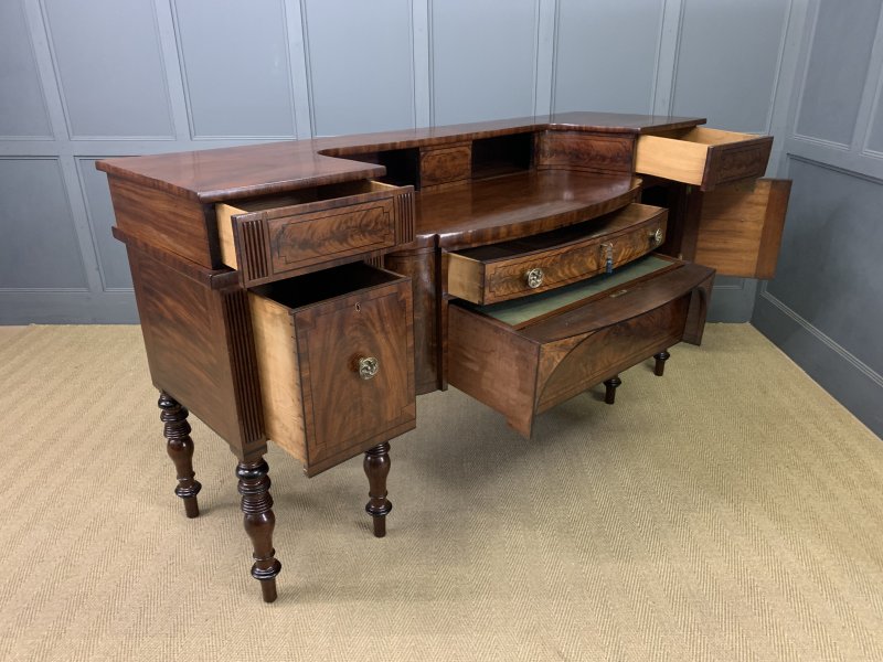 Large Regency Period Inlaid Flame Mahogany Sideboard - Image 8
