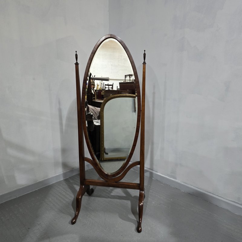 Fine Mahogany Oval Cheval Mirror