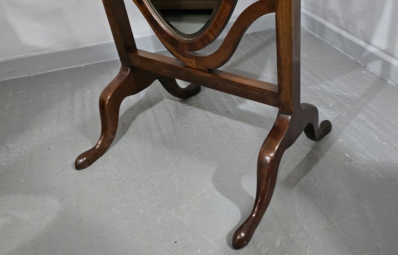 Fine Mahogany Oval Cheval Mirror - Image 5