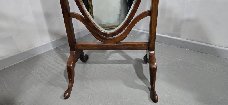 Fine Mahogany Oval Cheval Mirror - Image 4