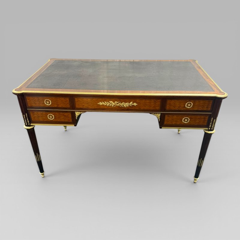 Louis XVI Style Mahogany, Satine & Parquetry Desk by François Linke, No. 484 - Image 3