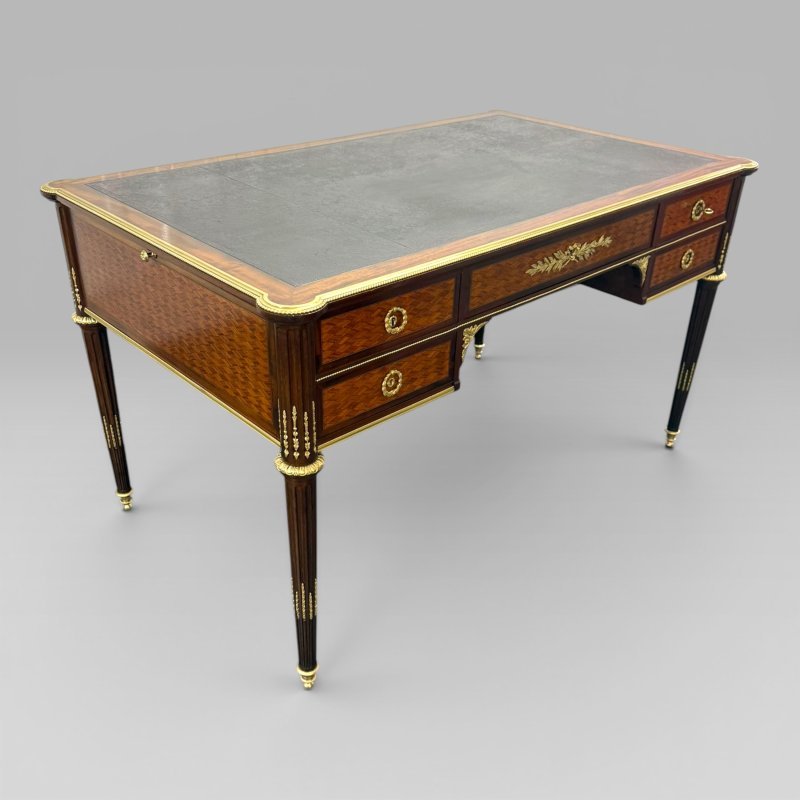 Louis XVI Style Mahogany, Satine & Parquetry Desk by François Linke, No. 484 - Image 4