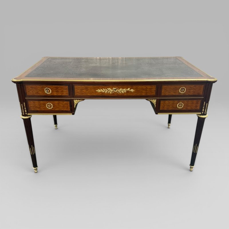 Louis XVI Style Mahogany, Satine & Parquetry Desk by François Linke, No. 484 - Image 5