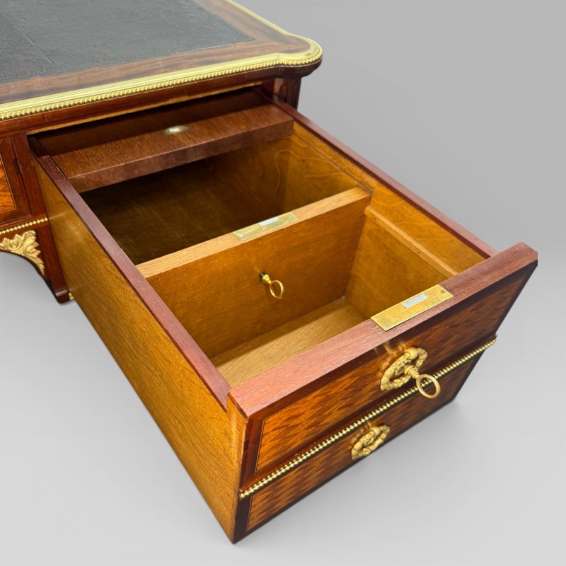 Louis XVI Style Mahogany, Satine & Parquetry Desk by François Linke, No. 484 - Image 10