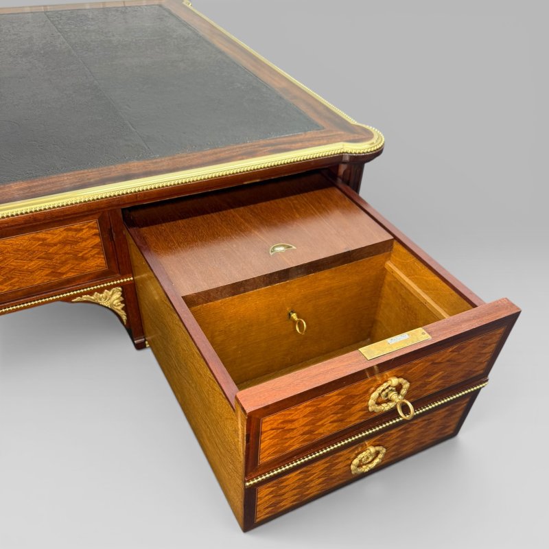 Louis XVI Style Mahogany, Satine & Parquetry Desk by François Linke, No. 484 - Image 11