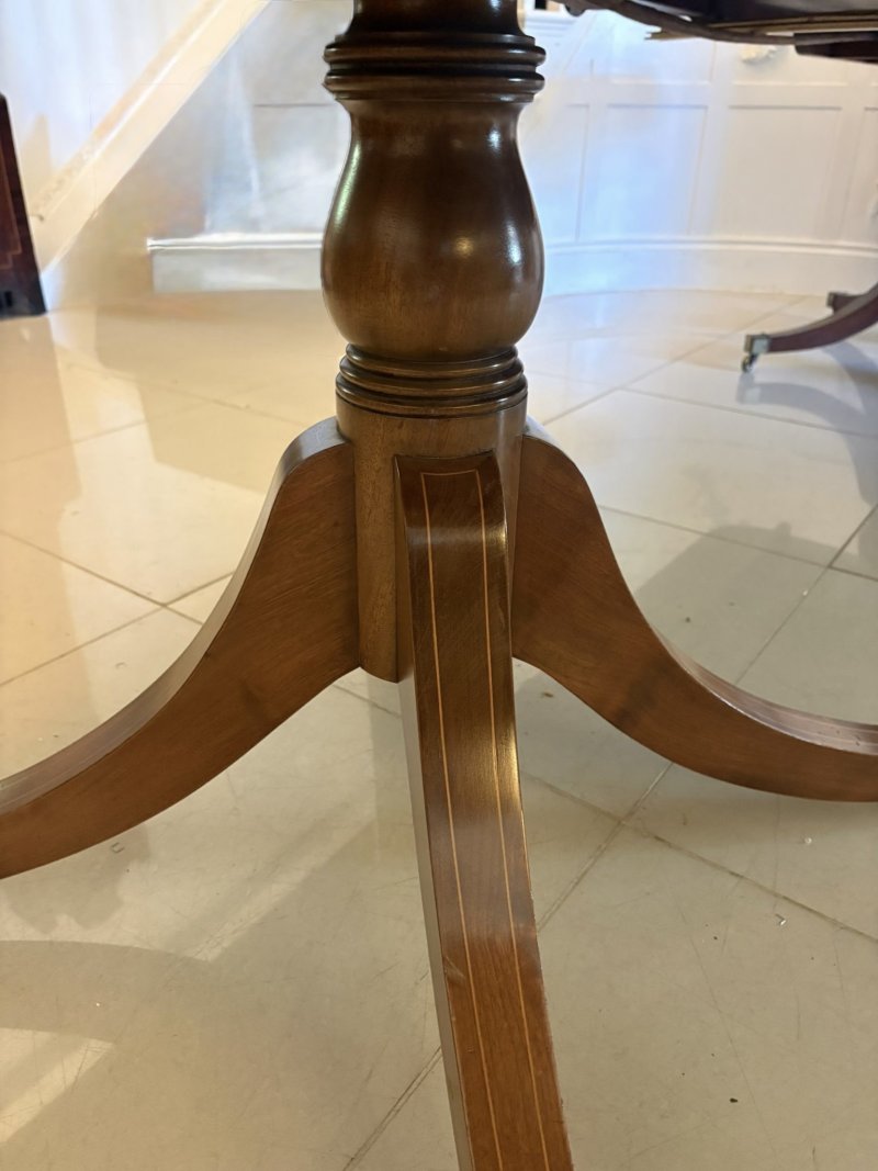 Antique English Figured Mahogany Extending Dining Table Twin Pillar 12 Seater Regency Style - Image 10