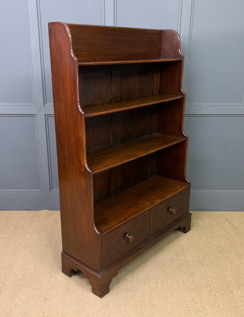 Victorian Mahogany Waterfall Open Bookcase - Image 2