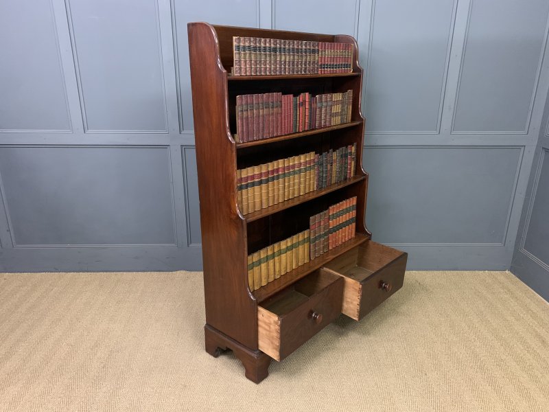 Victorian Mahogany Waterfall Open Bookcase - Image 7