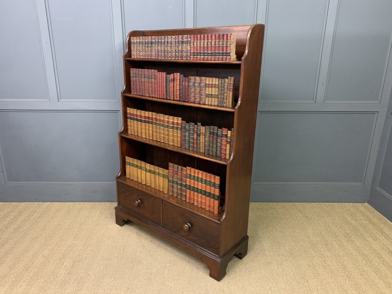 Victorian Mahogany Waterfall Open Bookcase - Image 6