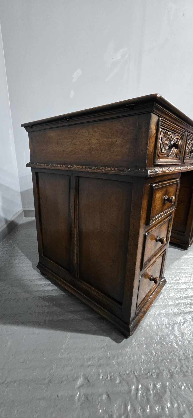 Quality Oak Pedestal Desk - Image 7
