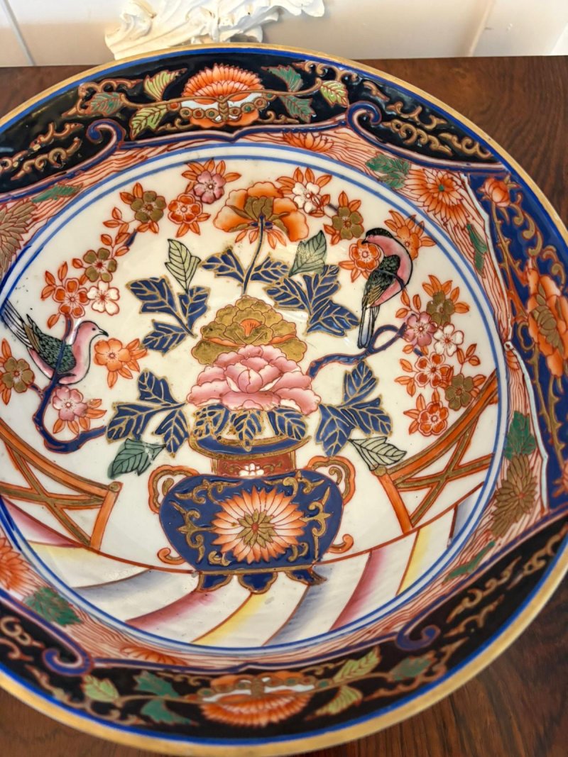 Antique Japanese Imari Porcelain Bowl Decorative Meiji Period Centrepiece - Image 4