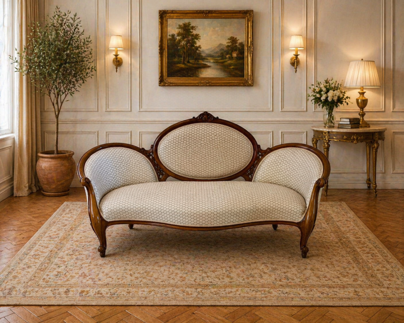 Antique Victorian Carved Walnut 11 Piece Salon/Drawing Room Suite with Sofa, Armchairs, Side Chairs and Footstools - Image 2