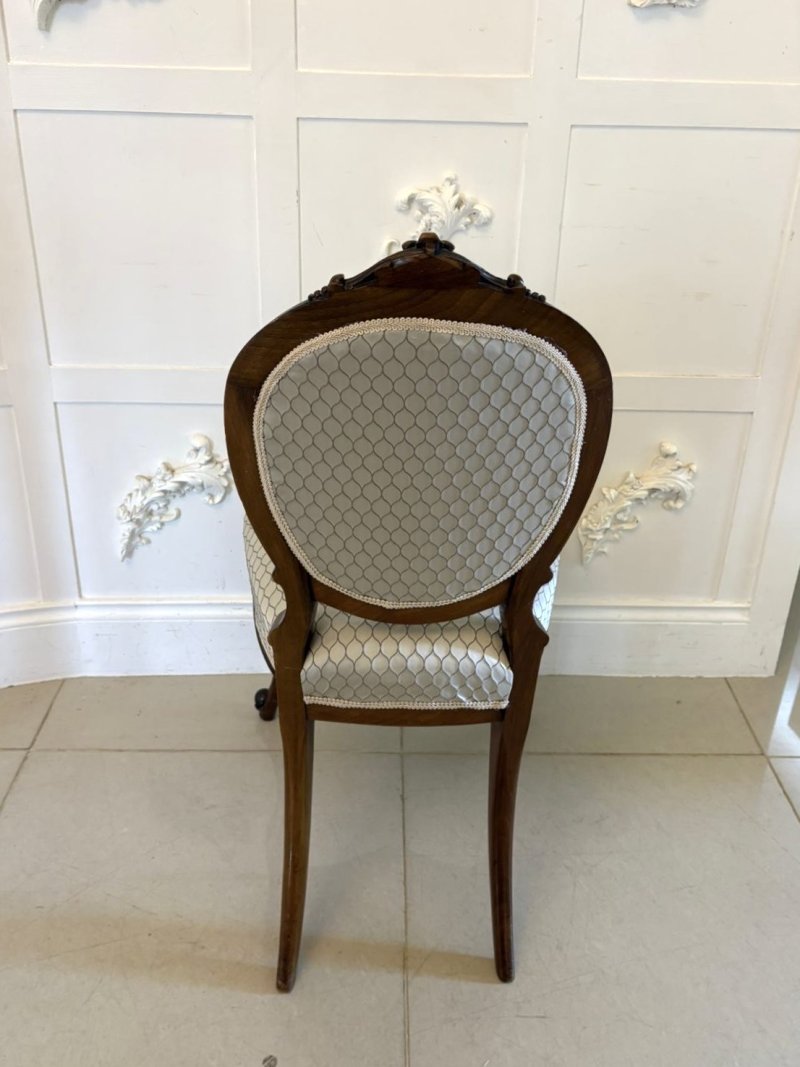 Antique Victorian Carved Walnut 11 Piece Salon/Drawing Room Suite with Sofa, Armchairs, Side Chairs and Footstools - Image 13