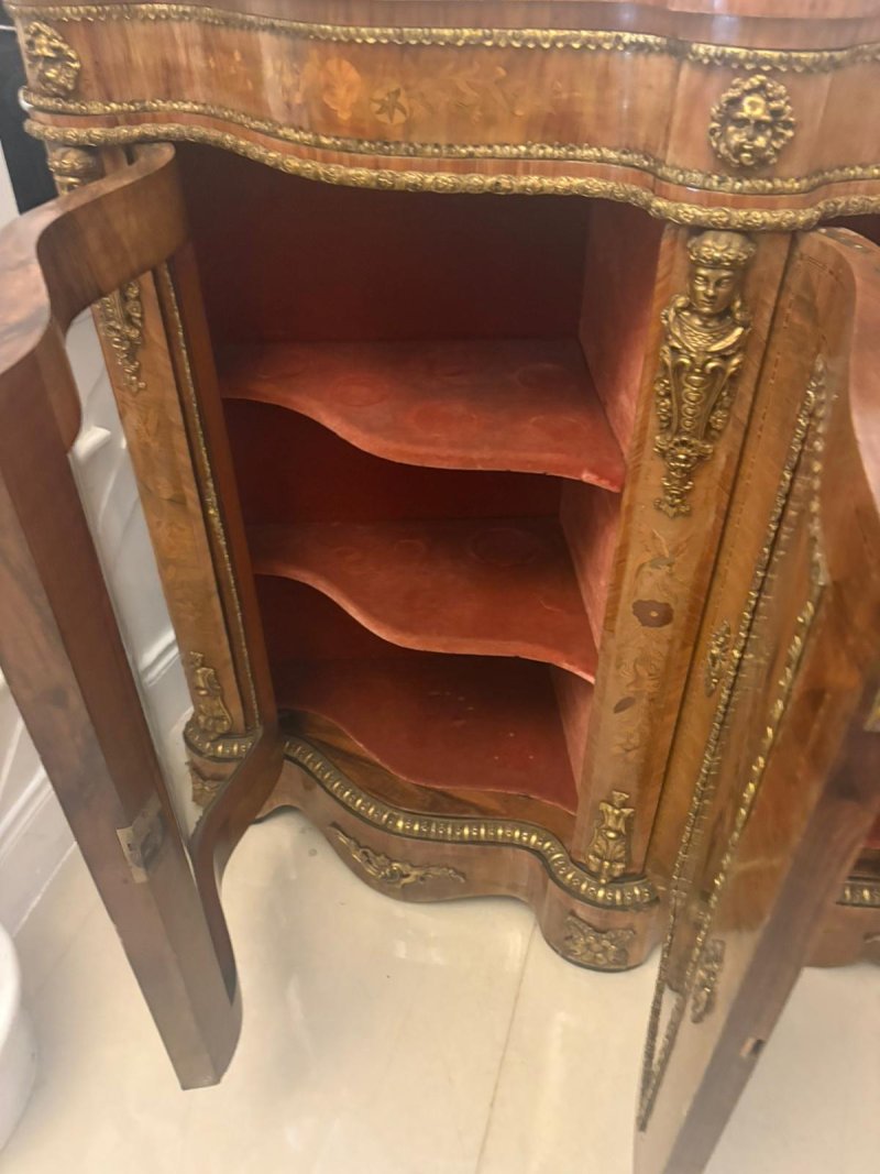 Antique Exceptional 4 Door Serpentine Marquetry Credenza Exhibition Quality - Image 6