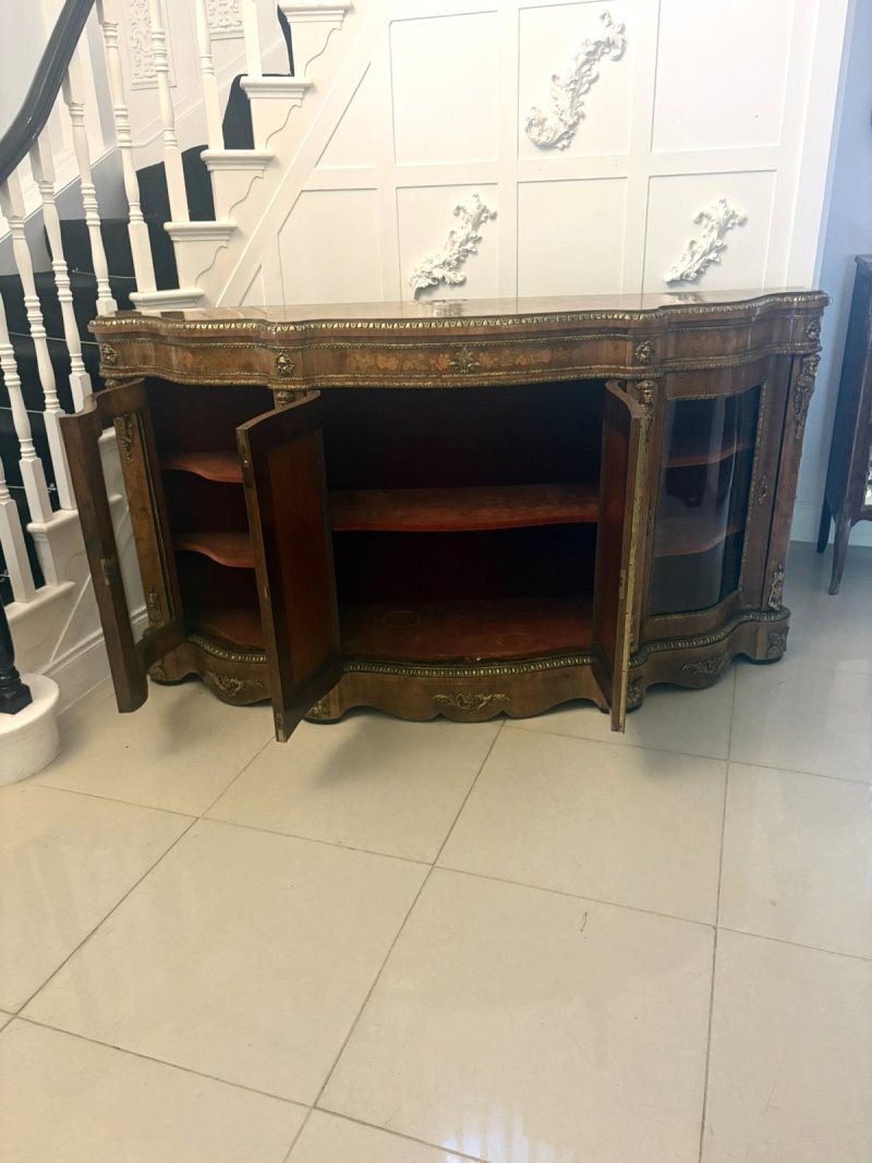 Antique Exceptional 4 Door Serpentine Marquetry Credenza Exhibition Quality - Image 5