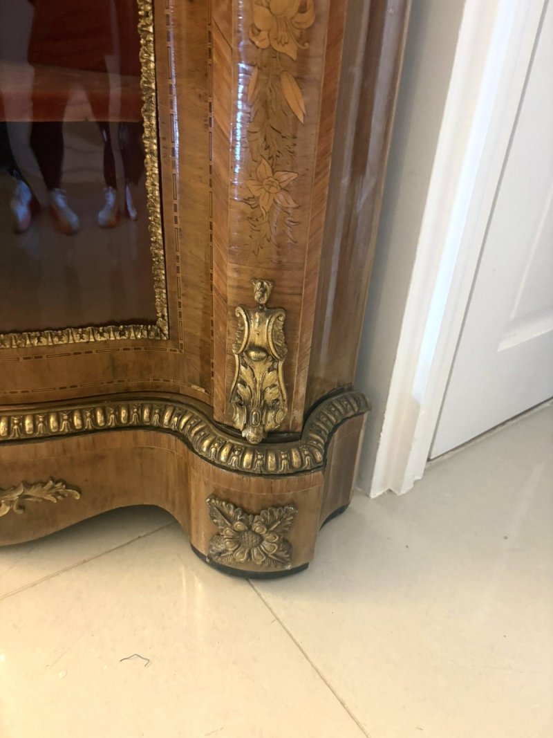 Antique Exceptional 4 Door Serpentine Marquetry Credenza Exhibition Quality - Image 9