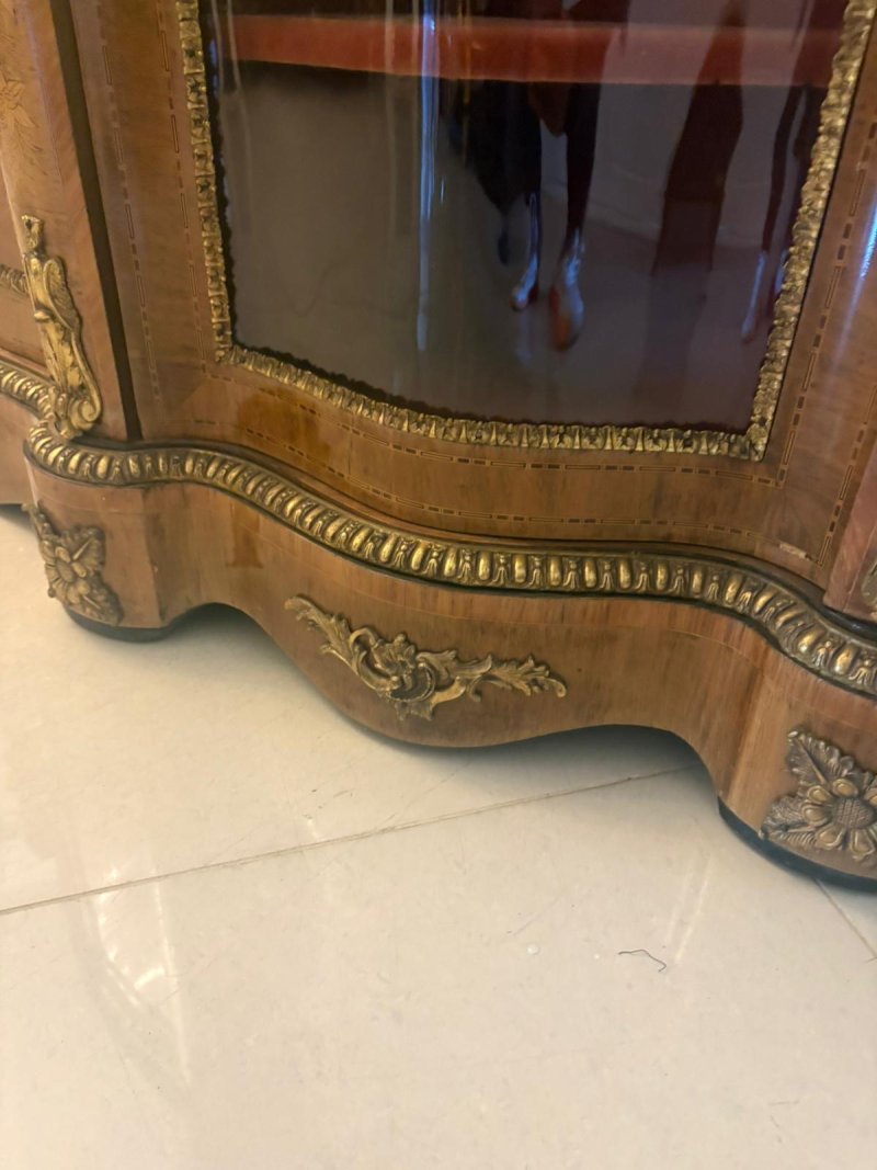 Antique Exceptional 4 Door Serpentine Marquetry Credenza Exhibition Quality - Image 14