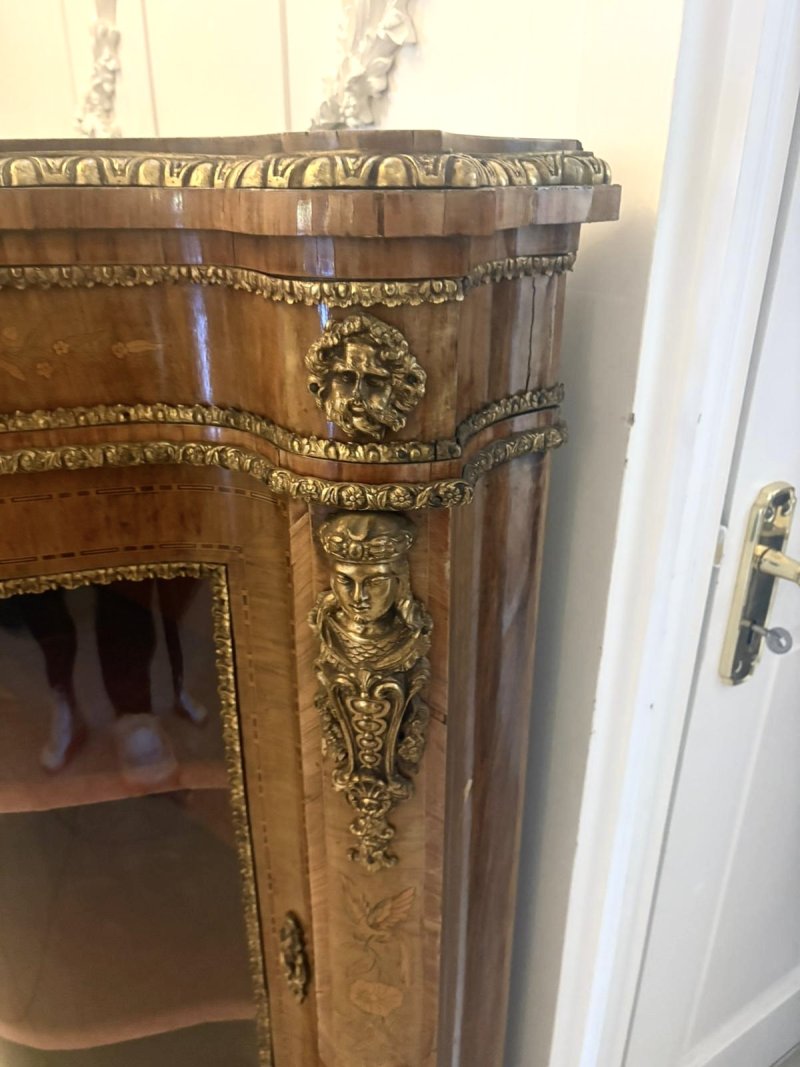 Antique Exceptional 4 Door Serpentine Marquetry Credenza Exhibition Quality - Image 13
