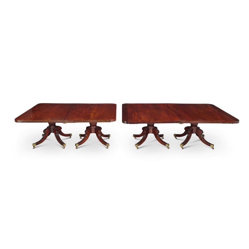 Antique Monumental Irish Regency Four Pedestal Mahogany Dining Table Seating 26 with Five Leaves - Image 4