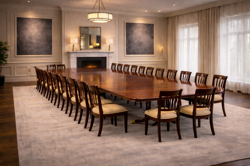 Antique Monumental Irish Regency Four Pedestal Mahogany Dining Table Seating 26 with Five Leaves - Image 5