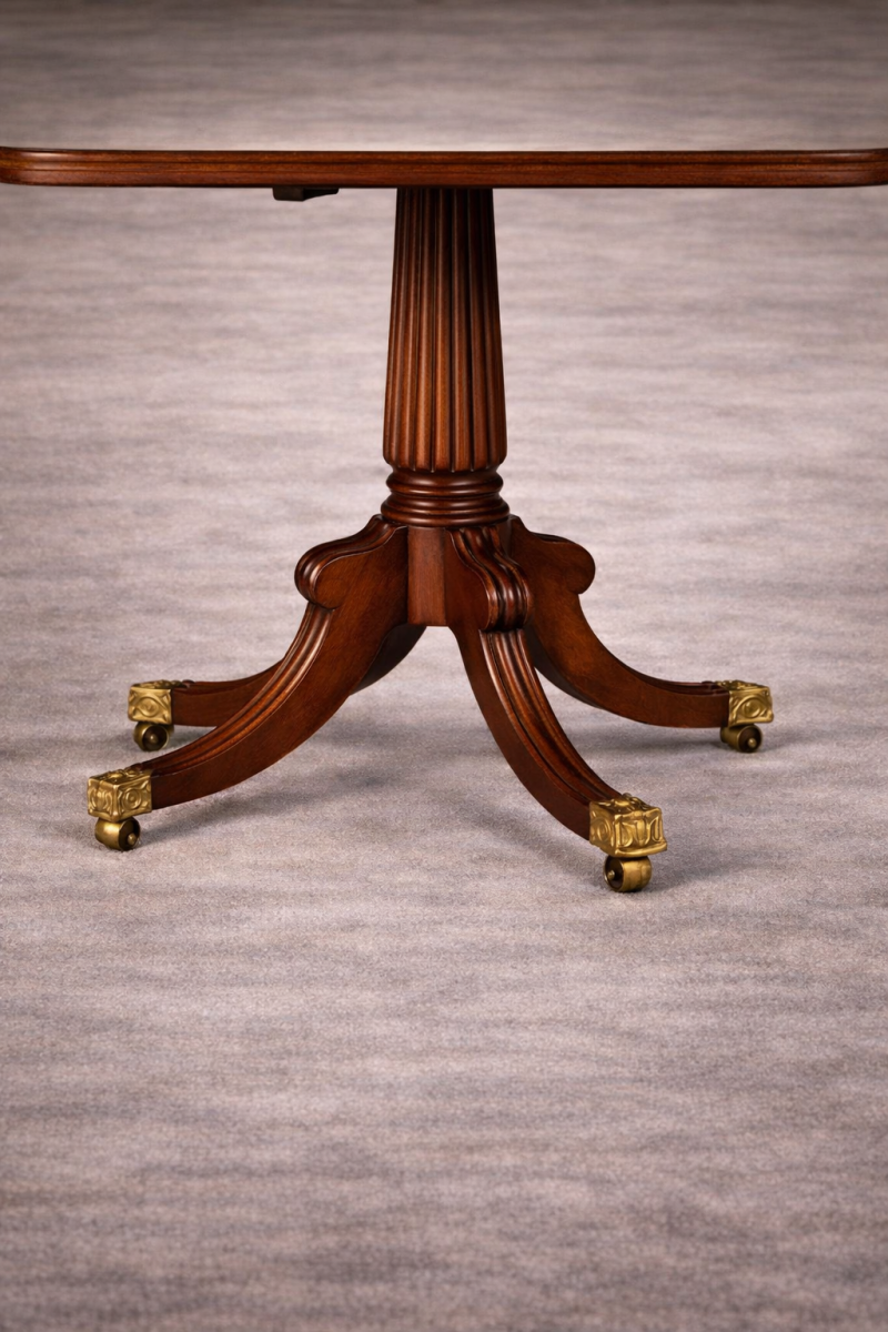 Antique Monumental Irish Regency Four Pedestal Mahogany Dining Table Seating 26 with Five Leaves - Image 10