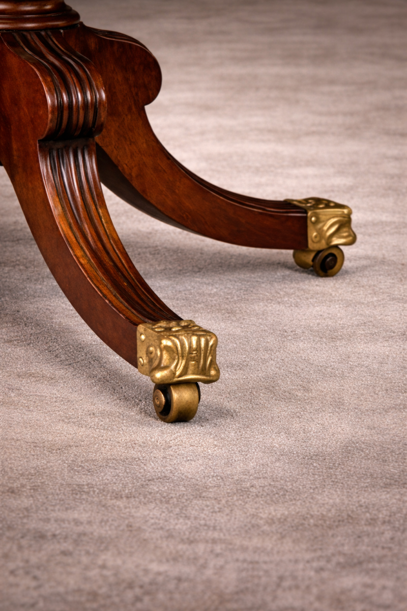 Antique Monumental Irish Regency Four Pedestal Mahogany Dining Table Seating 26 with Five Leaves - Image 11