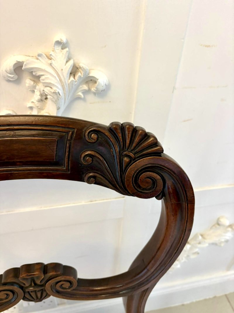 Antique Quality Set of 10 English Regency Carved Mahogany Dining Chairs - Image 13