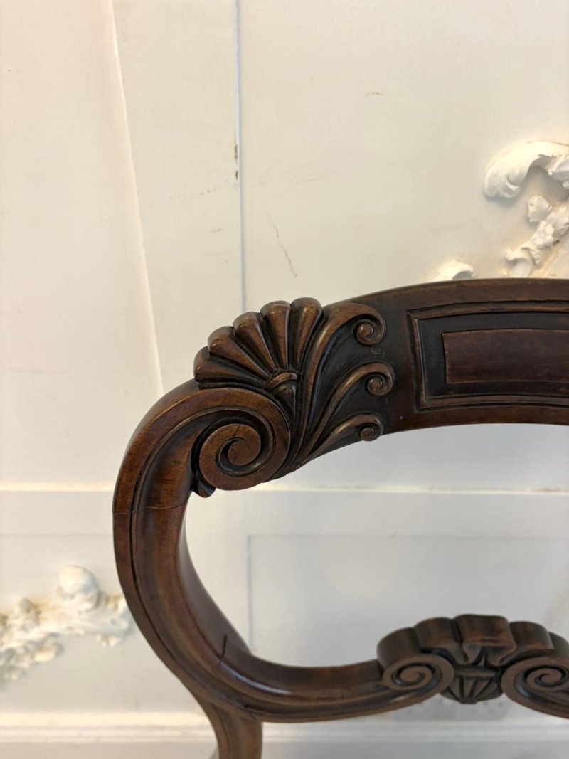 Antique Quality Set of 10 English Regency Carved Mahogany Dining Chairs - Image 12
