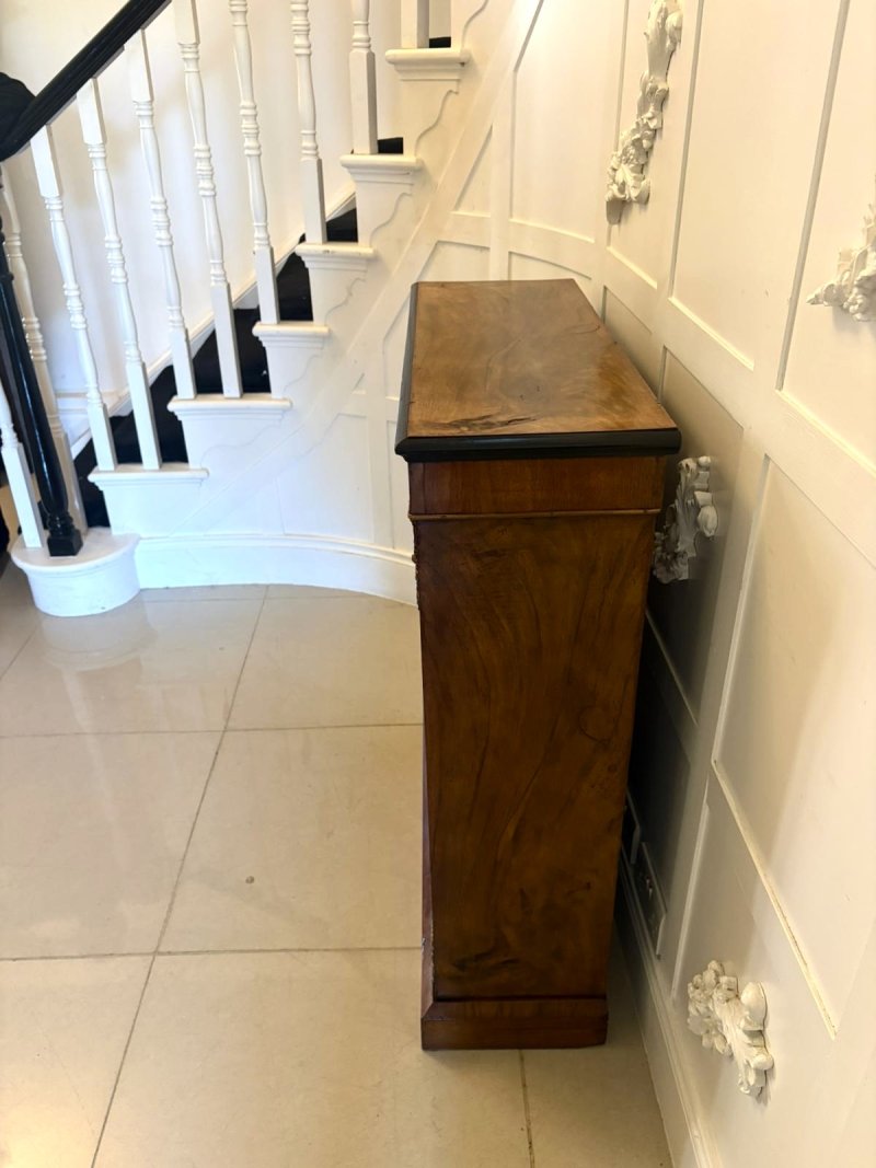 Antique Victorian English Walnut Inlaid Pier Cabinet Display - Image 9
