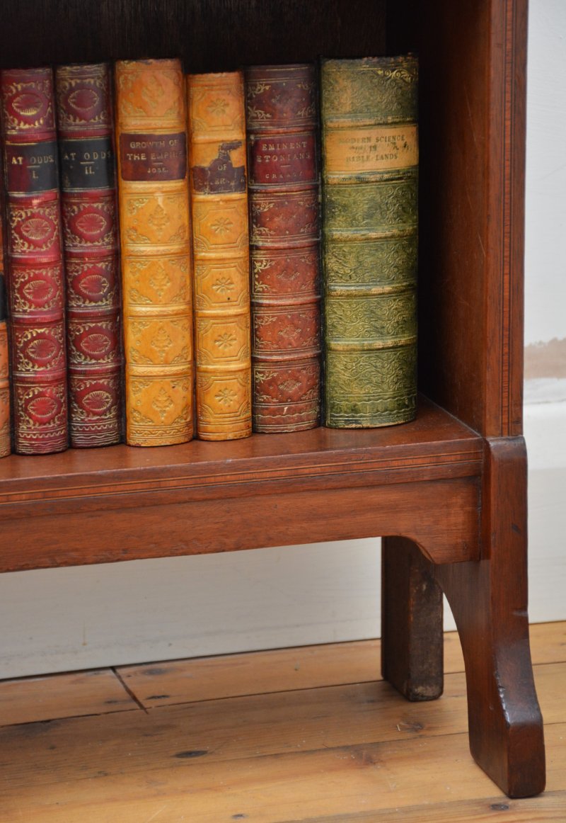 Slim Mahogany and Inlaid Open Bookcase c1900s - Image 13