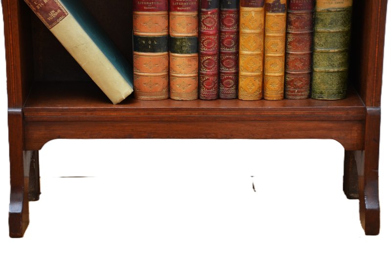 Slim Mahogany and Inlaid Open Bookcase c1900s - Image 12