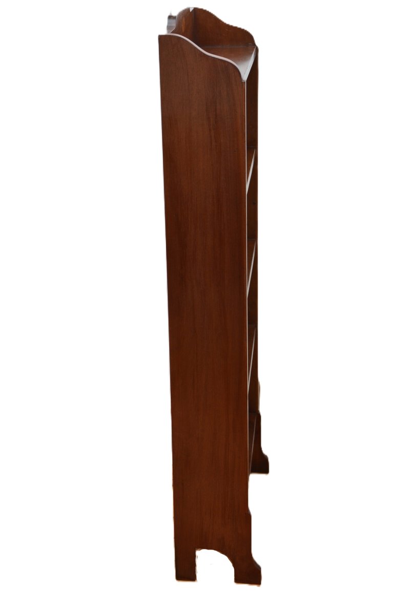 Slim Mahogany and Inlaid Open Bookcase c1900s - Image 16