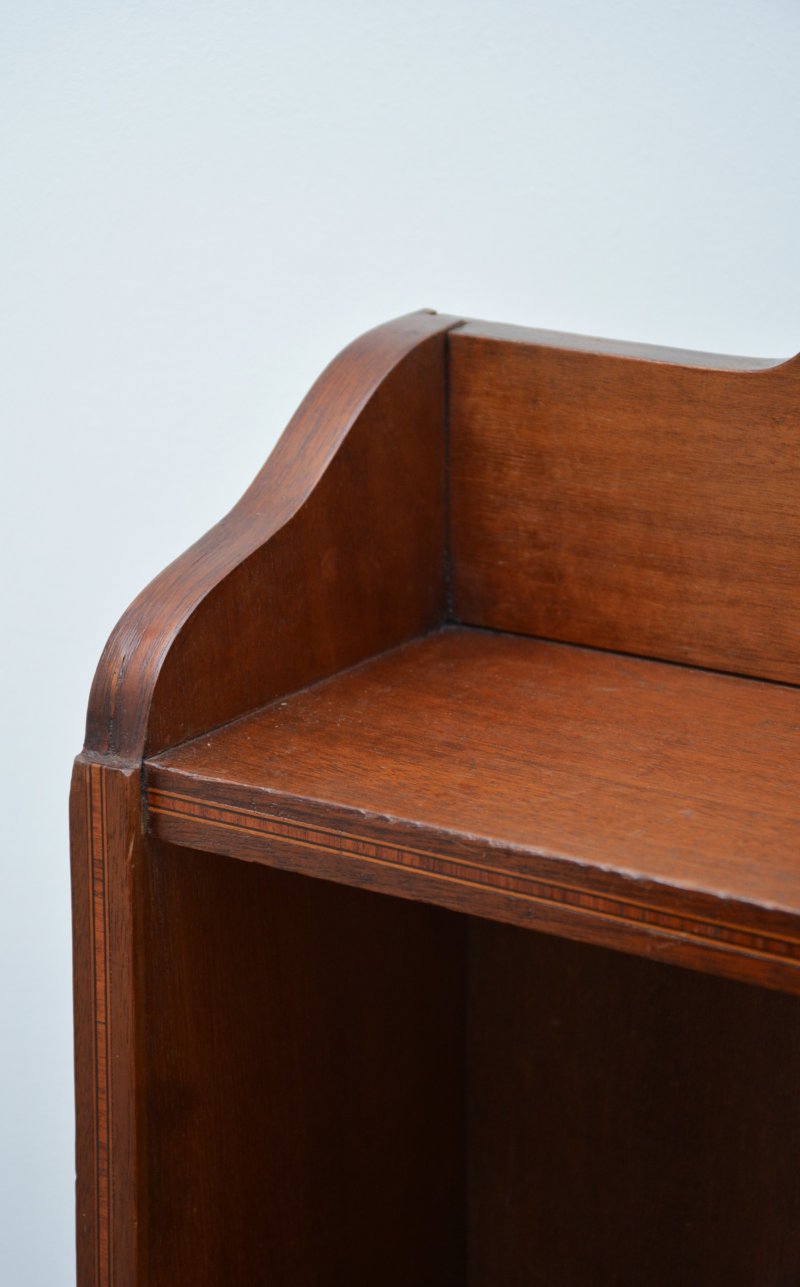 Slim Mahogany and Inlaid Open Bookcase c1900s - Image 6