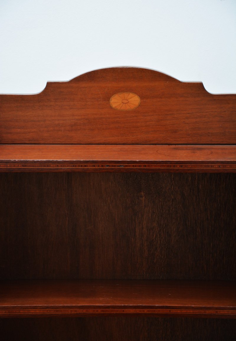 Slim Mahogany and Inlaid Open Bookcase c1900s - Image 8