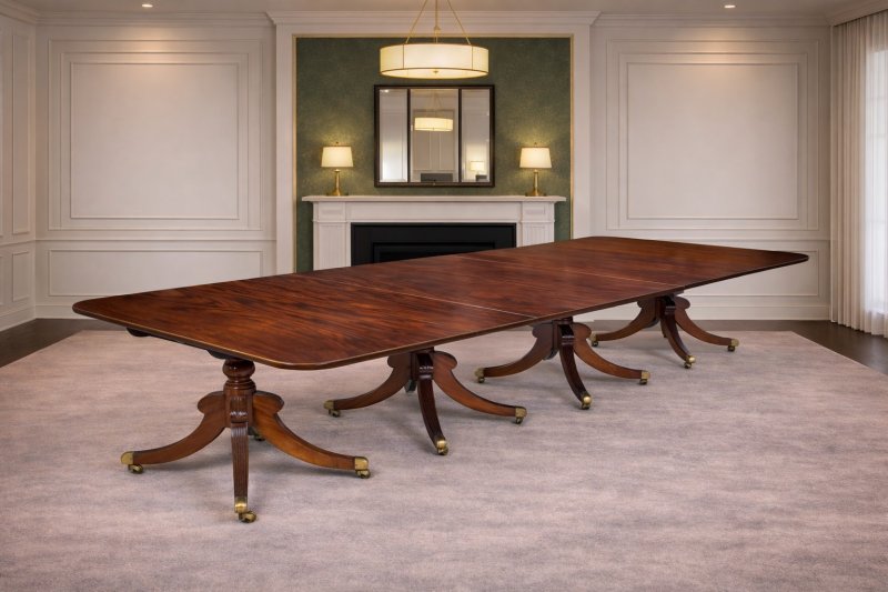 Exceptional ​​Antique Regency Four Pedestal Dining Table With Three Leaves to Seat 24 - Image 5