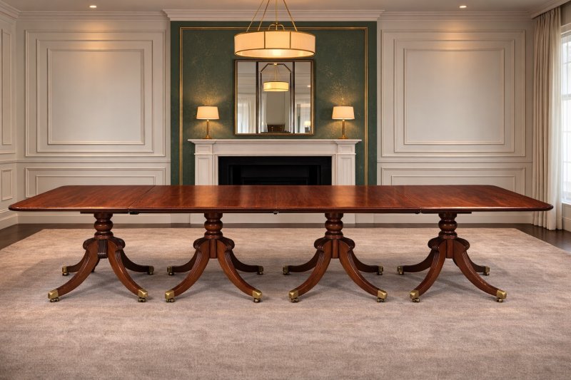 Exceptional ​​Antique Regency Four Pedestal Dining Table With Three Leaves to Seat 24 - Image 6