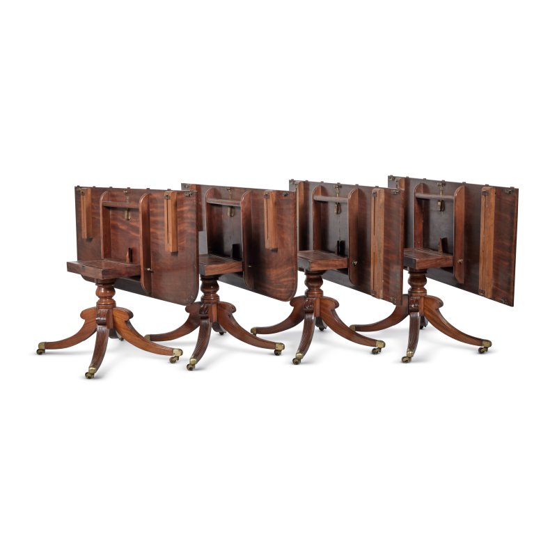 Exceptional ​​Antique Regency Four Pedestal Dining Table With Three Leaves to Seat 24 - Image 3