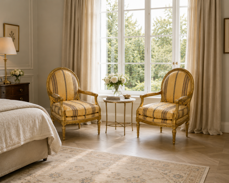 Antique French Giltwood Bergère Armchairs Set of 4 Louis XVI Style Salon Chairs - Image 2