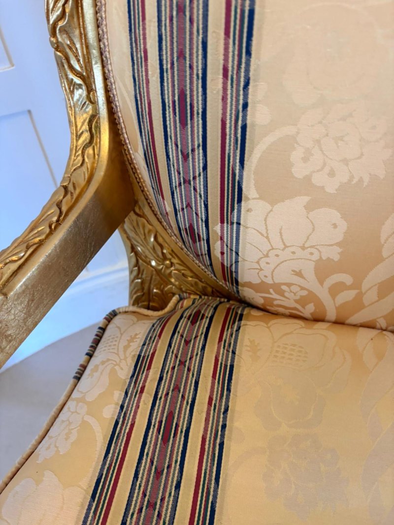 Antique French Giltwood Bergère Armchairs Set of 4 Louis XVI Style Salon Chairs - Image 12
