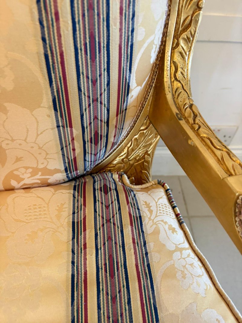 Antique French Giltwood Bergère Armchairs Set of 4 Louis XVI Style Salon Chairs - Image 14