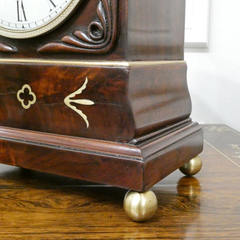 Georgian Mahogany Timepiece Library Mantel Clock by James Bush of London - Image 6