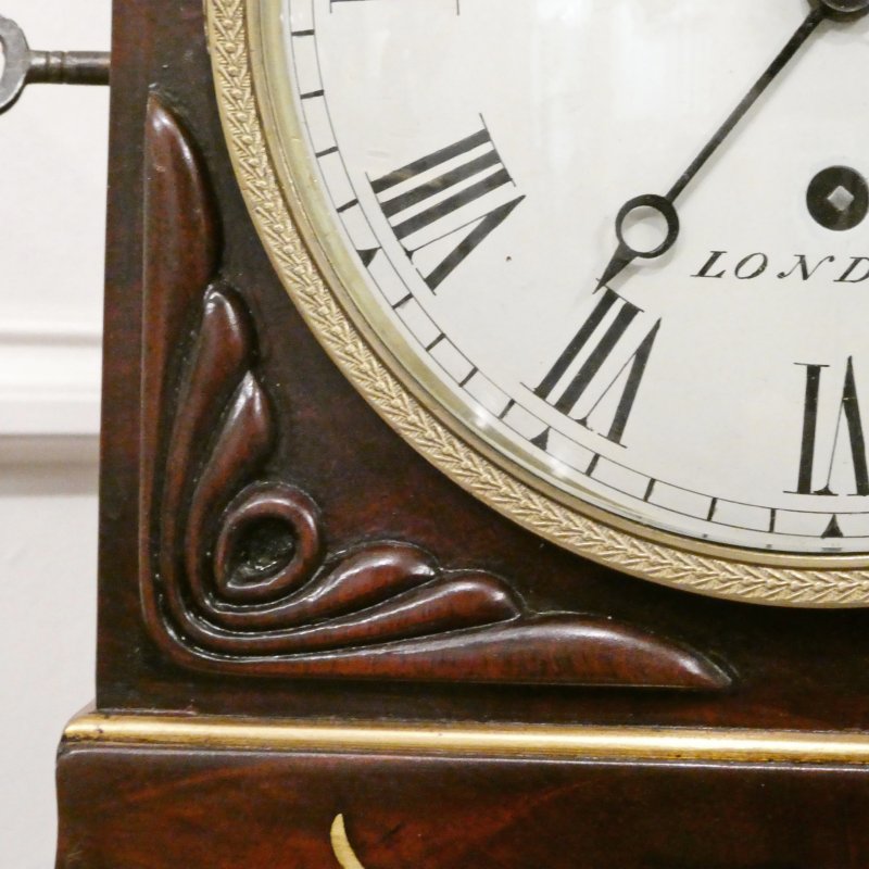 Georgian Mahogany Timepiece Library Mantel Clock by James Bush of London - Image 5