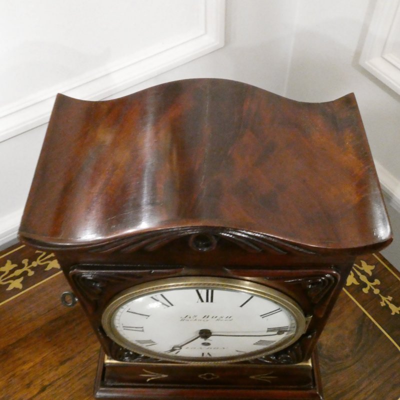Georgian Mahogany Timepiece Library Mantel Clock by James Bush of London - Image 7