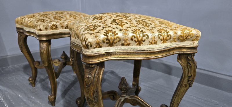 Pair French Gilt Stools - Image 6