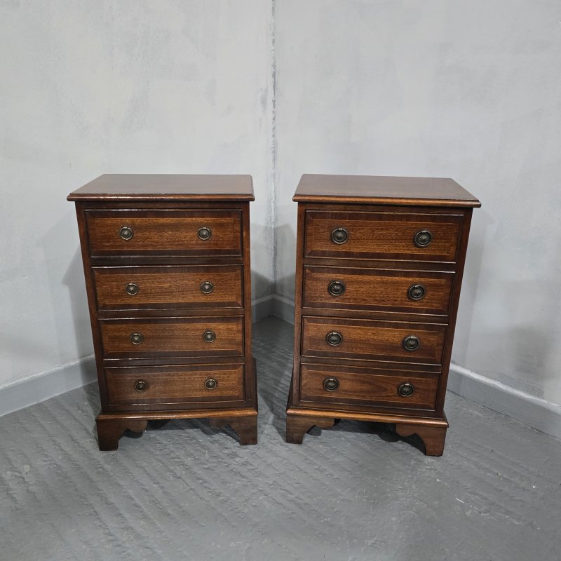 Pair Regency Mahogany Bedside Lamp Chests of Drawers