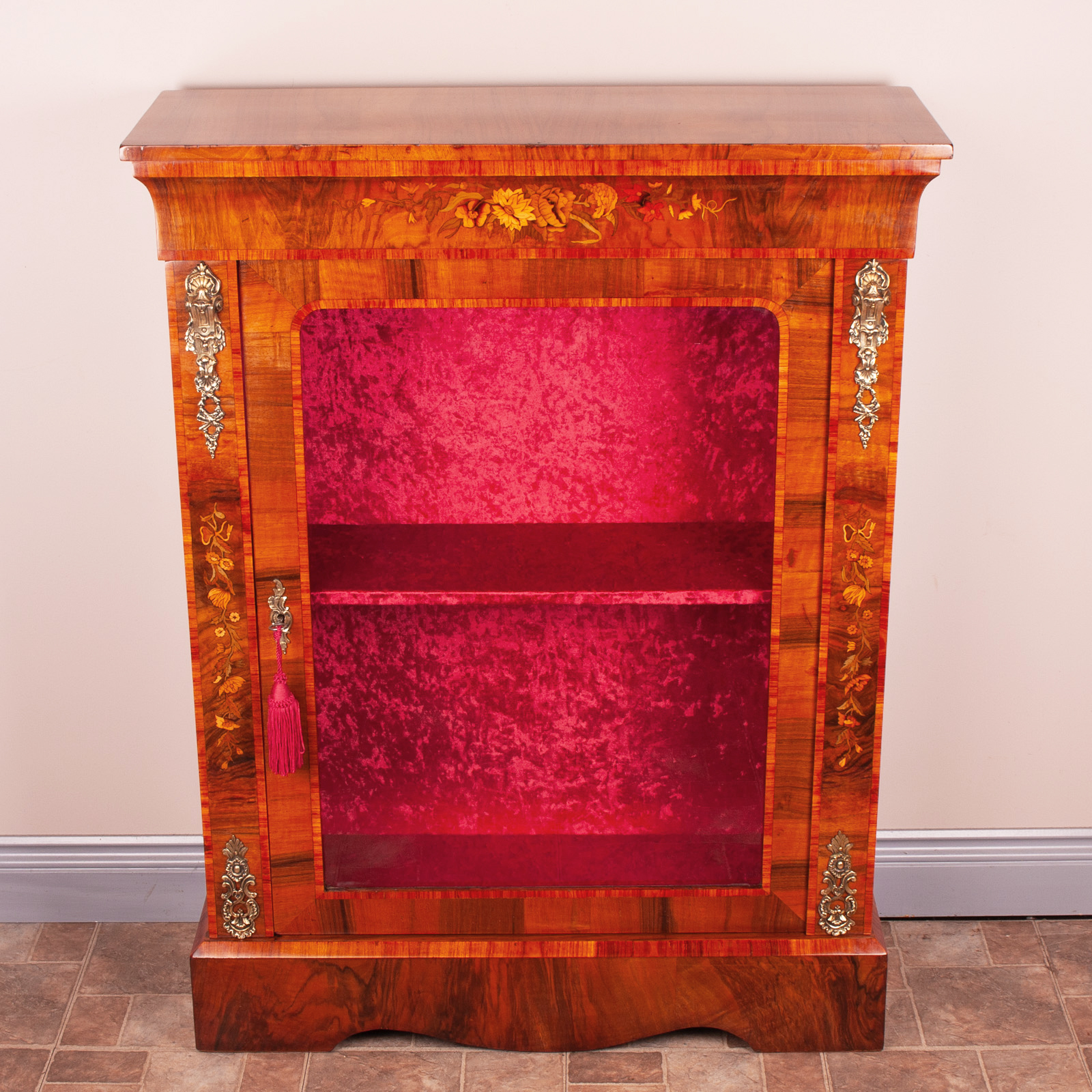 Good Quality Victorian Inlaid Walnut Pier Cabinet
