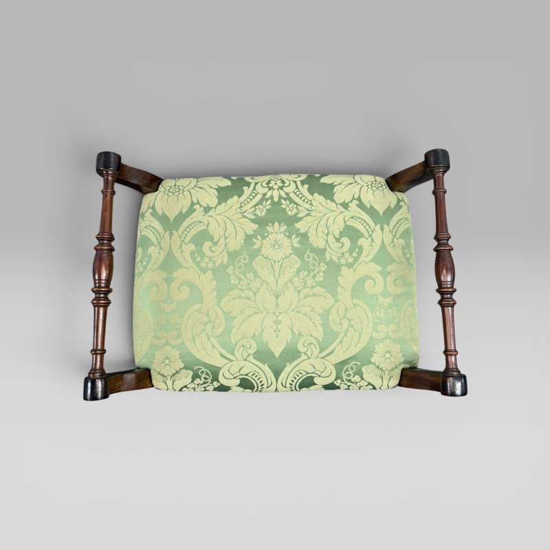 Antique Victorian Mahogany Piano Stool with Green Floral Upholstery - Image 7
