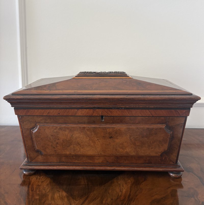 Antique Victorian English Burr Walnut Tea Caddy Sarcophagus Double Tea Caddy - Image 10